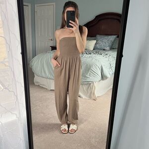 AE Sunchaser Knit Smocked Tube Jumpsuit, XS